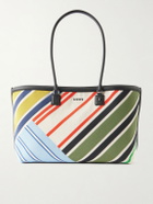 LOEWE - Verano Logo-Embroidered Striped Leather-Trimmed Canvas Tote