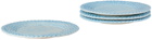 Les-Ottomans Blue Wicker Side Plate Set, 4 pcs