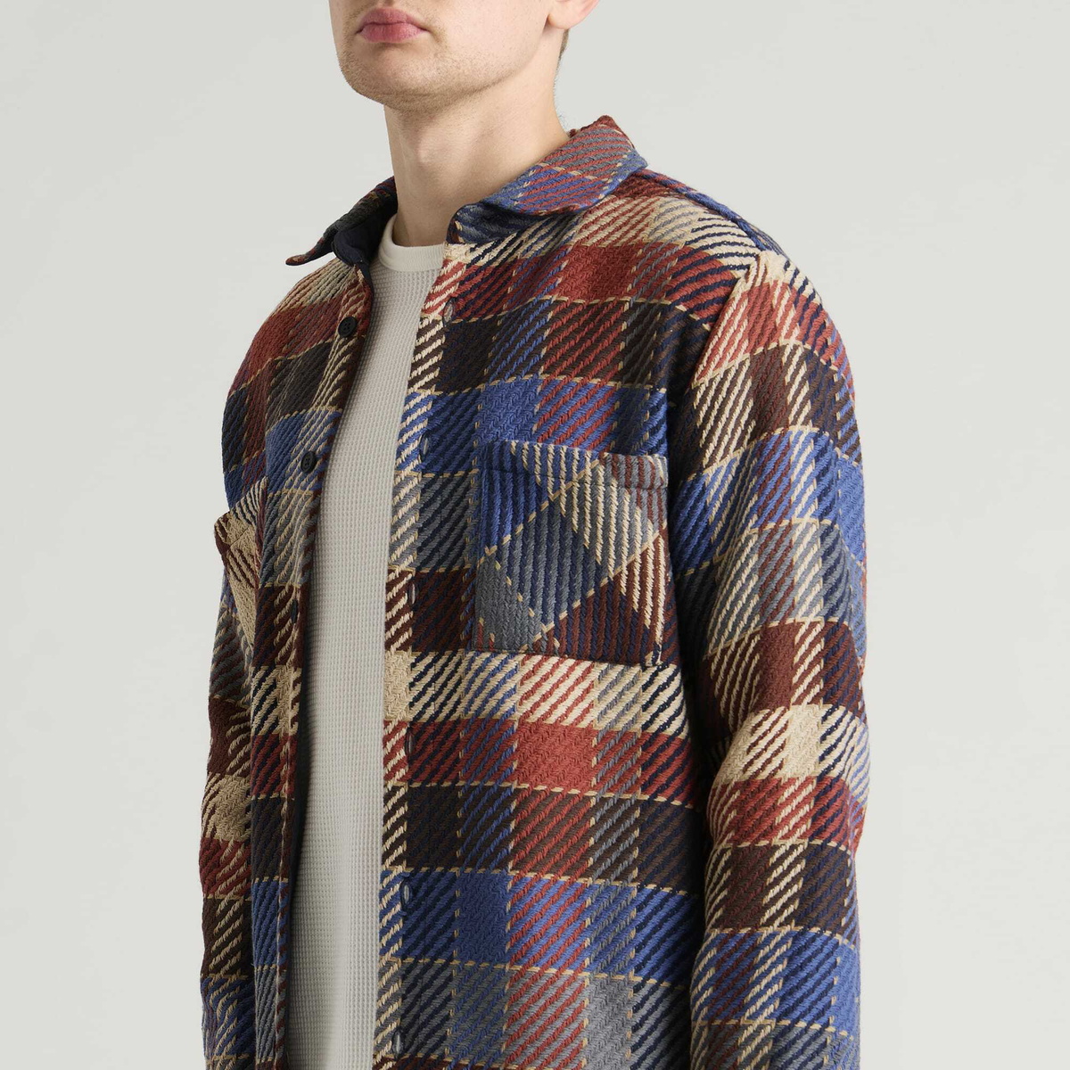 Wax London Men's Whiting Pike Check Overshirt in Rust/Multi