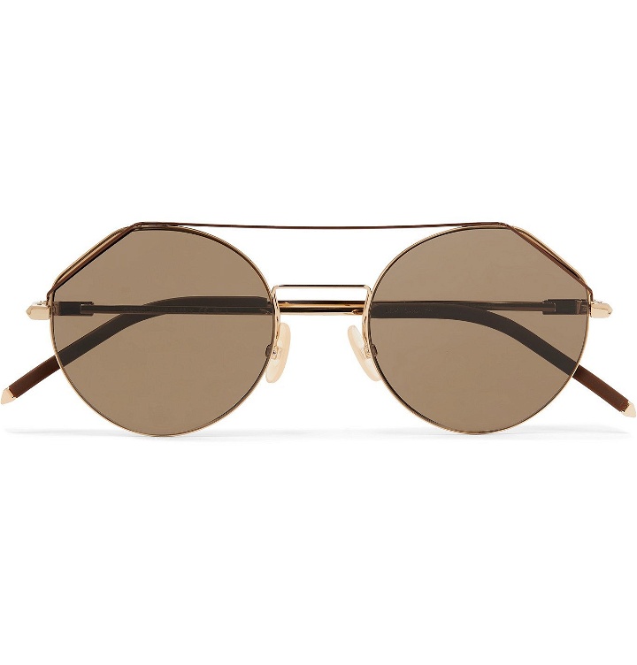 Photo: Fendi - Aviator-Style Gold-Tone and Matte-Acetate Sunglasses - Brown