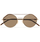 Fendi - Aviator-Style Gold-Tone and Matte-Acetate Sunglasses - Brown