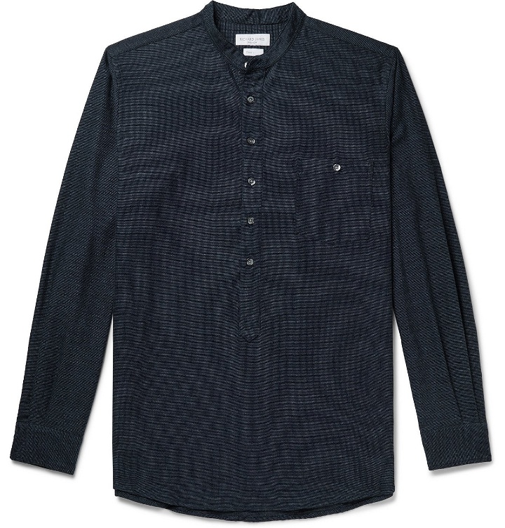 Photo: RICHARD JAMES - Button-Down Collar Brushed Cotton-Flannel Shirt - Blue