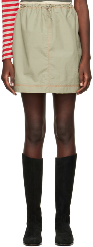 Photo: SC103 Khaki Contrast Stitching Miniskirt
