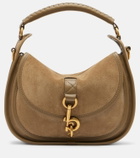Burberry Clip Messenger suede top-handle bag