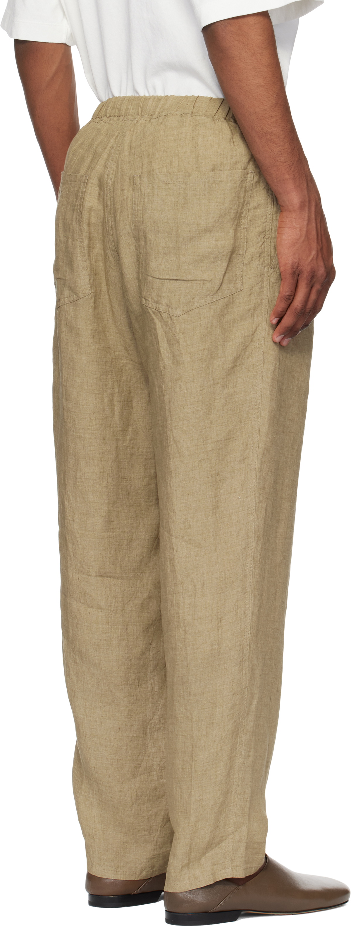 YLÈVE Khaki Linen Poplin Trousers