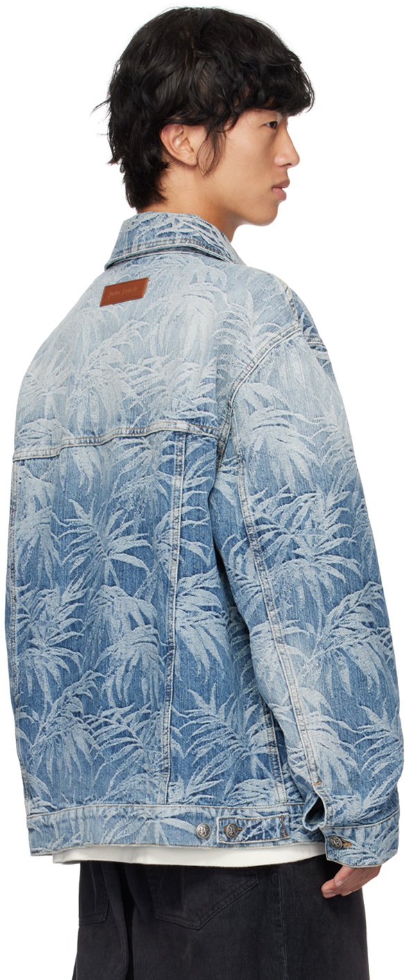 Palm Angels Blue Palms Wash Denim Jacket Palm Angels