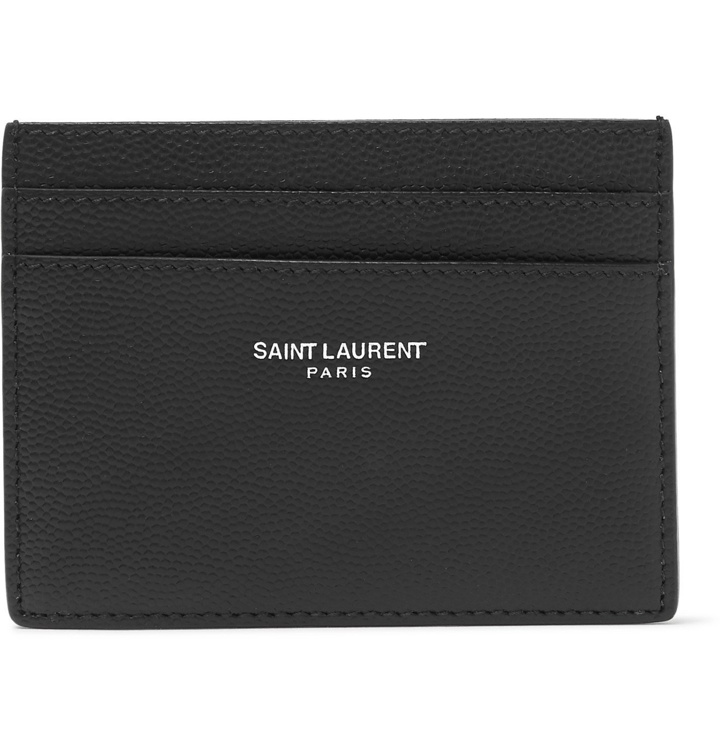 Photo: SAINT LAURENT - Logo-Embossed Pebble-Grain Leather Cardholder - Black