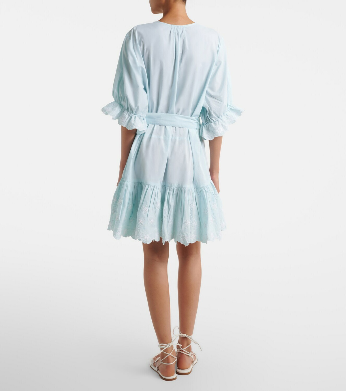 Juliet Dunn Embroidered cotton poplin minidress