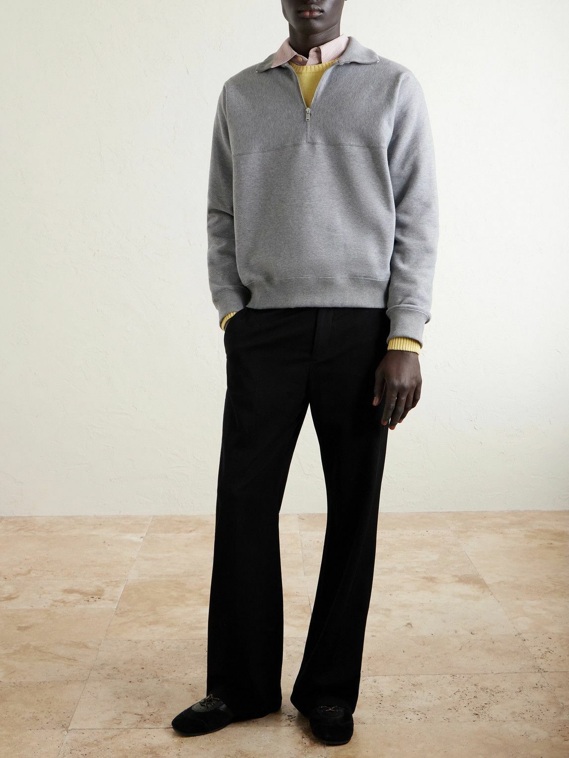 Jil Sander - Cotton-Jersey Half-Zip Sweatshirt - Gray Jil Sander