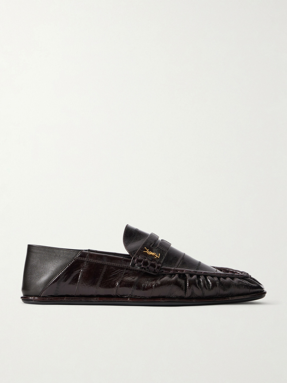 SAINT LAURENT - Le Loafer Monogram Logo-Appliquéd Eel Penny Loafers - Brown