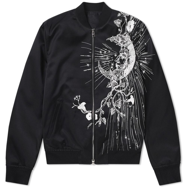 Photo: Alexander McQueen Contrast Embroidery Bomber Jacket Black