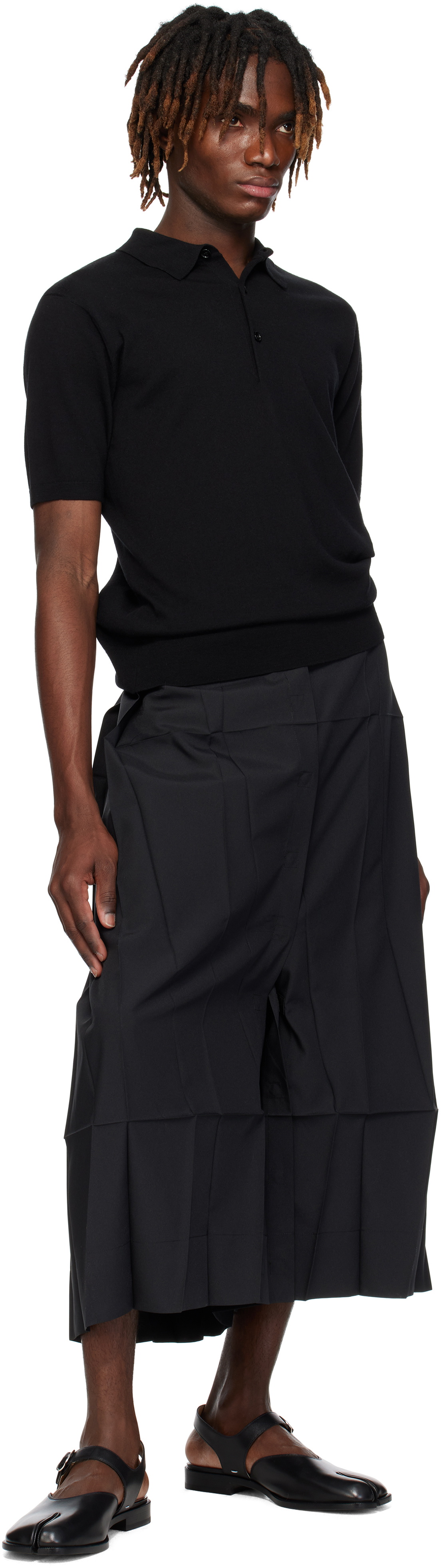 132 5. ISSEY MIYAKE Black Solid Trousers