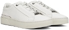 BOSS White Grained Leather Sneakers