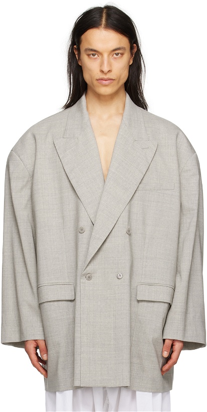 Photo: Hed Mayner Gray Double-Breasted Blazer
