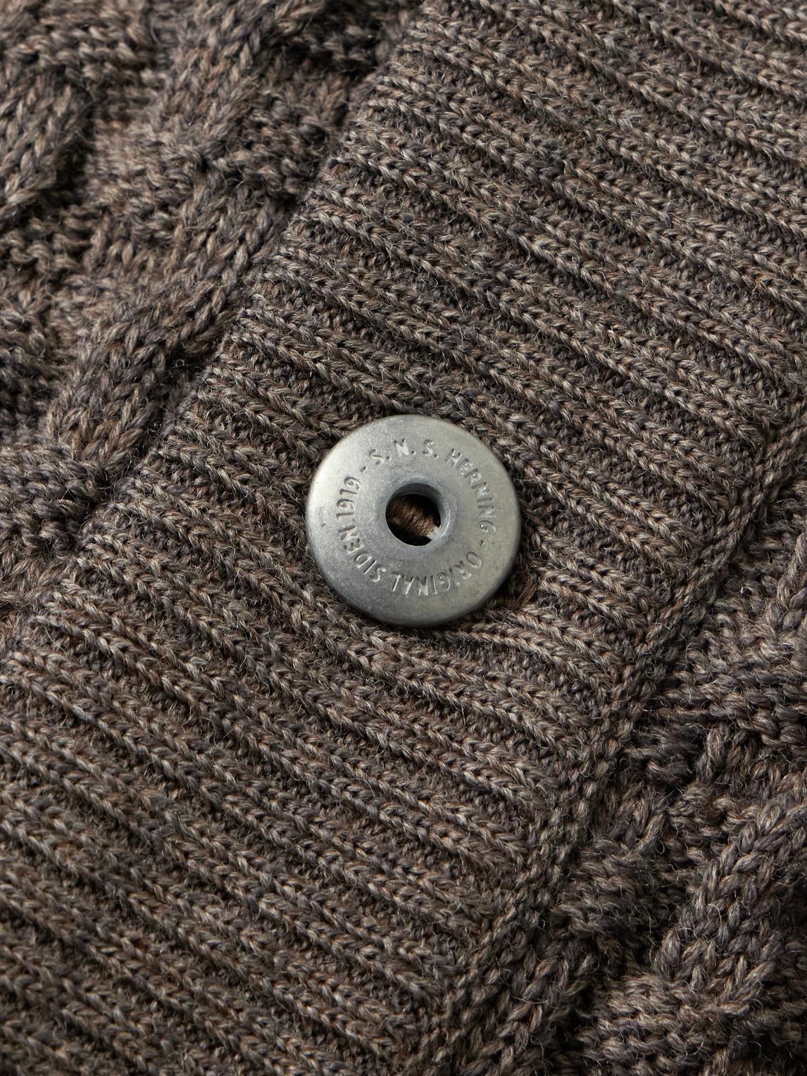 S.N.S. Herning - Stark Textured Virgin Wool Cardigan - Brown