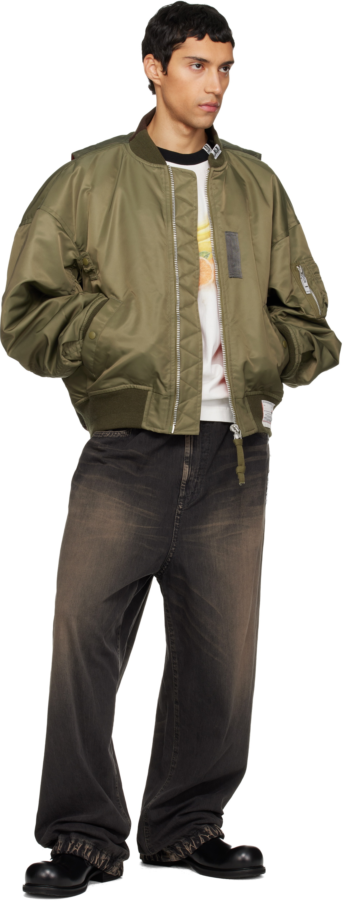 Maison MIHARA YASUHIRO Khaki Vest Combined Flight Bomber Jacket