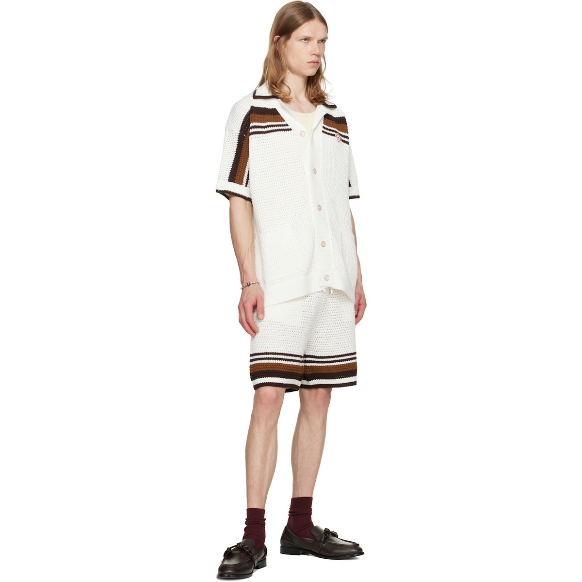 Casablanca Off-White Tennis Stripe Crochet Shorts