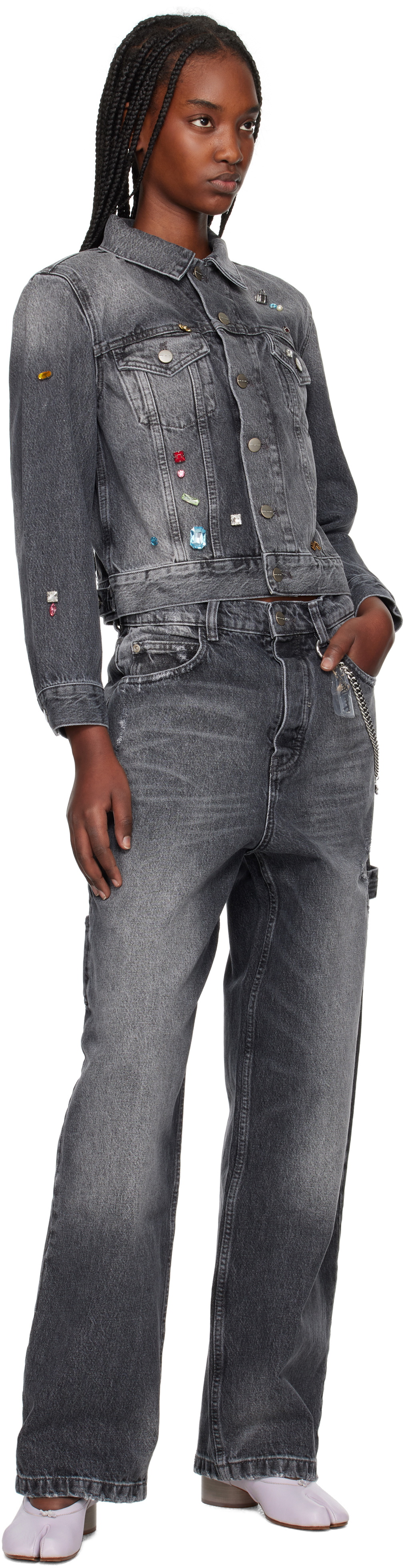 Marc Jacobs Fray Charm Shrunken Trucker Denim Jacket