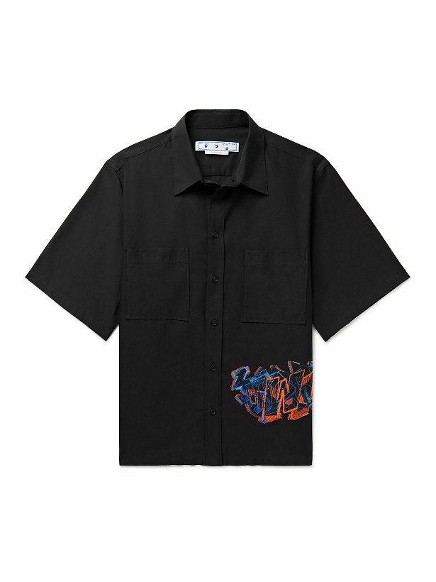 Photo: Off-White - Graf Coupe' Embroidered Cotton-Blend Poplin Shirt - Black