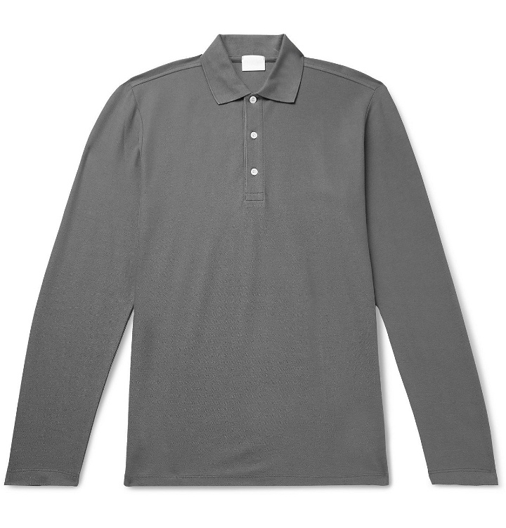 Photo: HANDVAERK - Slim-Fit Pima Cotton-Piqué Polo Shirt - Gray