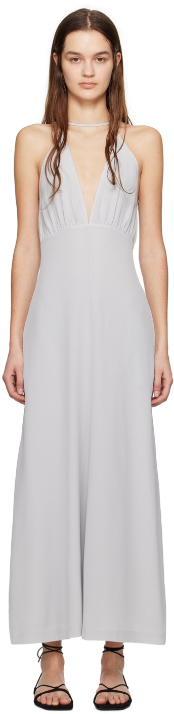 TOTEME Gray Double Halter Maxi Dress Toteme TOTEME Gray Double Halter Maxi Dress Toteme