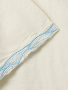 Corridor - Camp-Collar Embroidered Linen and Cotton-Blend Shirt - Neutrals