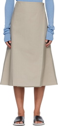 Rier Beige Cotton Bonded Midi Skirt