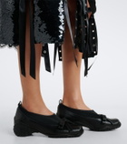 Simone Rocha Bow-detail leather-trimmed slip-on shoes