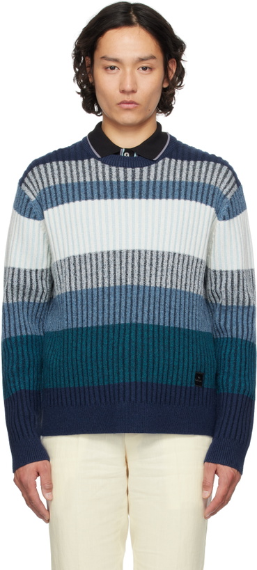 Photo: PS by Paul Smith Blue Striped Sweater