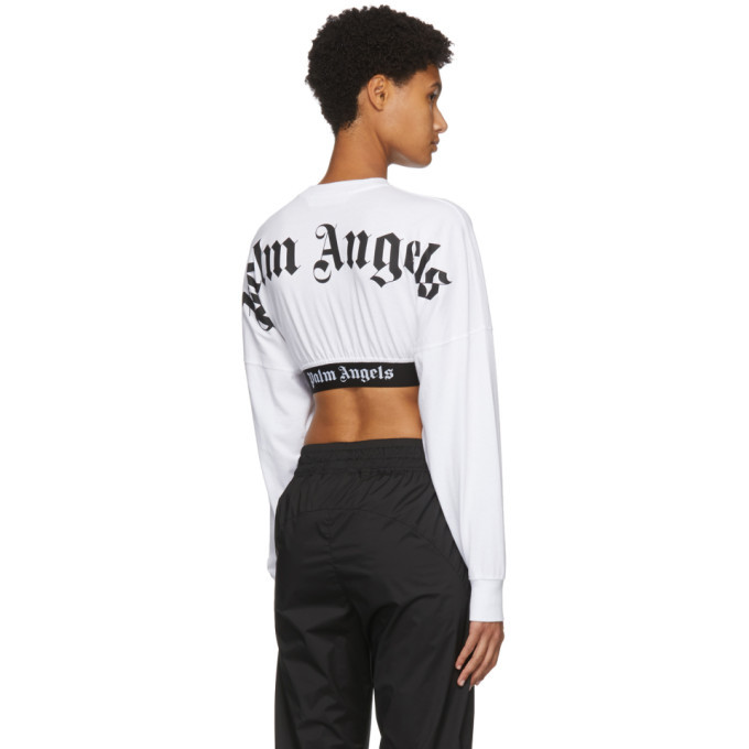 Palm Angels White Cropped Logo Over T-shirt