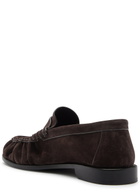 Saint Laurent Le Loafer Logo Suede Loafers Brown