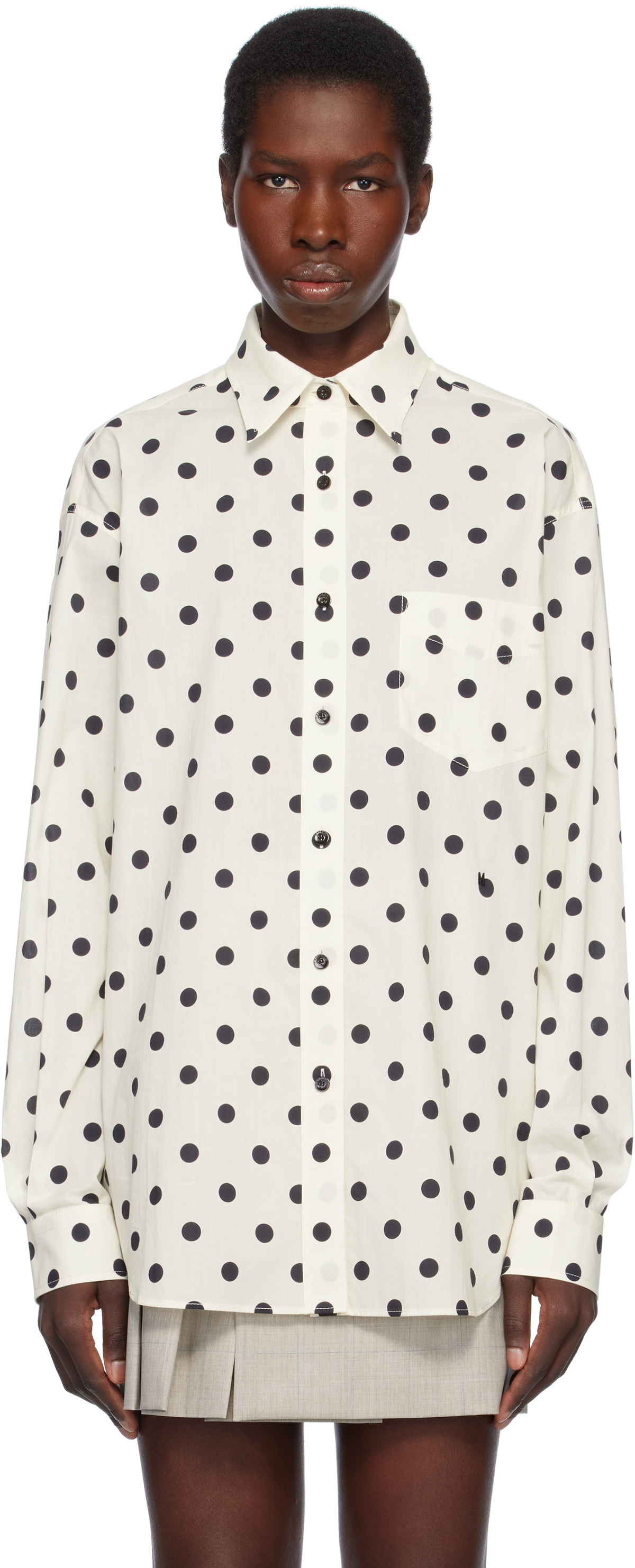 Moschino Off-White Allover Polka Dots Shirt