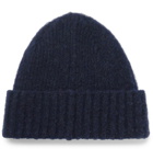 Mr P. - Ribbed Brushed-Wool Beanie - Men - Navy