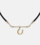 Marie Lichtenberg 18kt gold and leather pendant necklace with diamonds