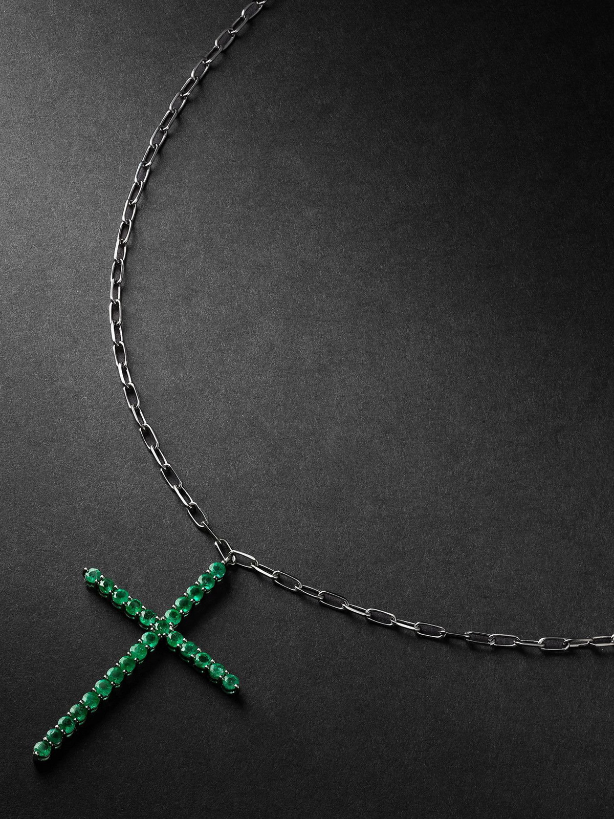 Photo: SHAY - Black Gold Emerald Cross Necklace