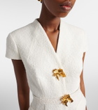 Oscar de la Renta Embellished belted tweed midi dress