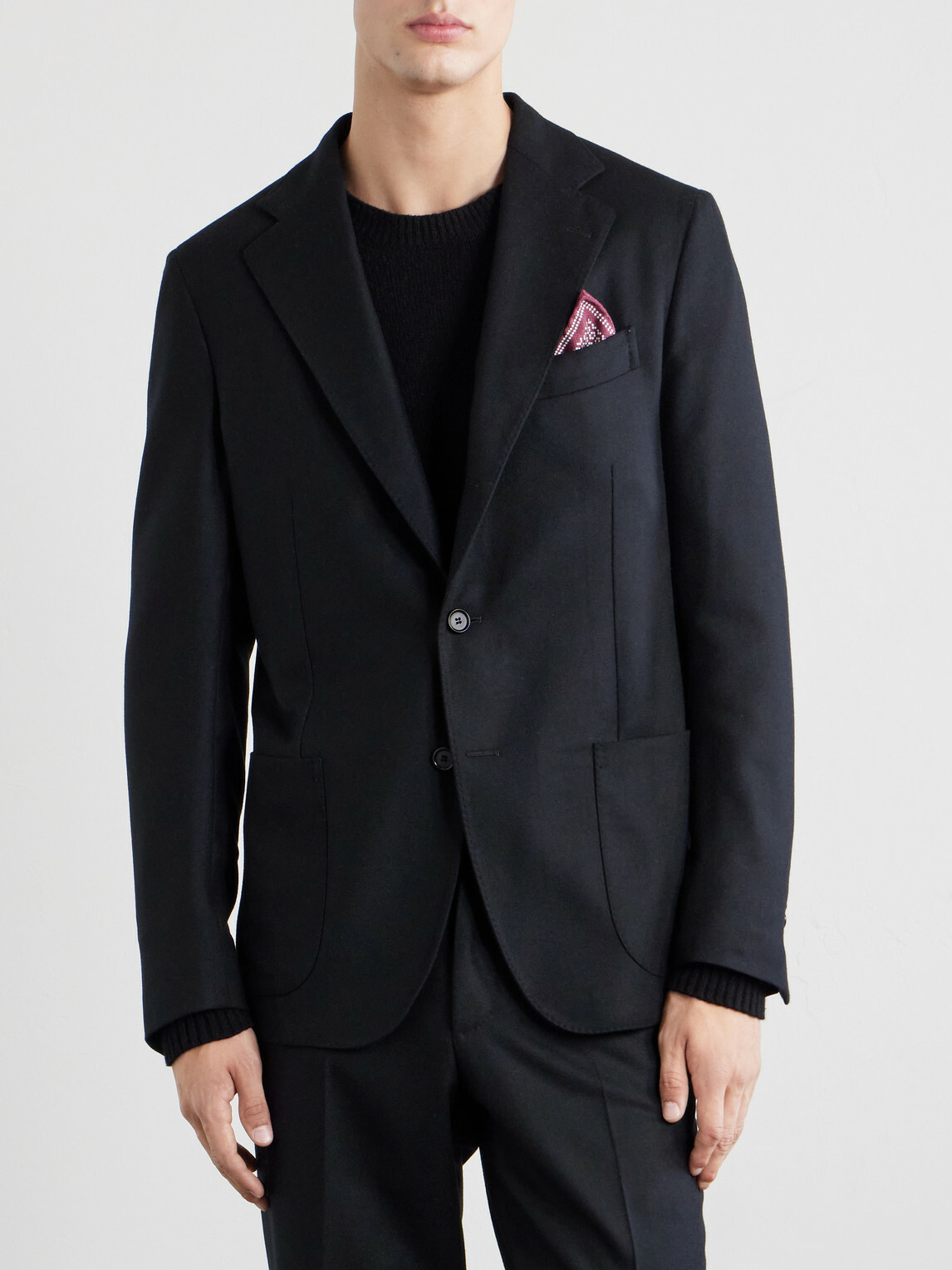 De Petrillo - Posillipo Wool and Cashmere-Blend Twill Suit Jacket - Black