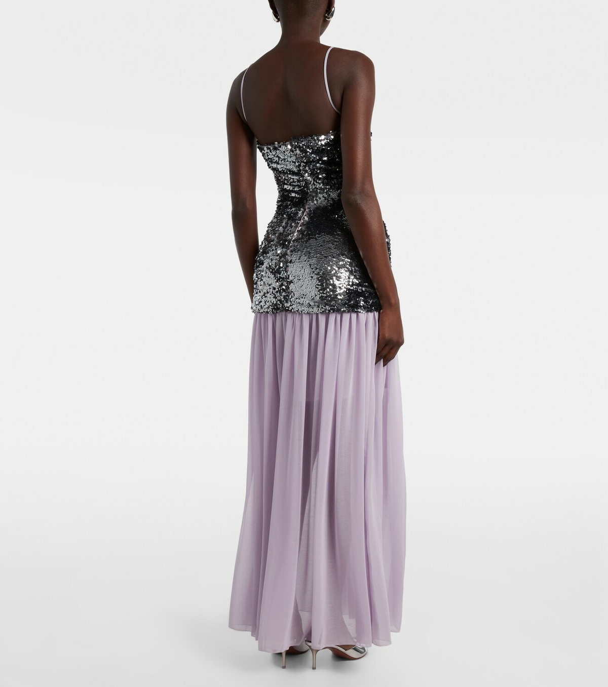Jacques Wei Sequined paneled maxi dress