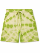 The Elder Statesman - Trance Straight-Leg Tie-Dyed Cashmere Drawstring Shorts - Green