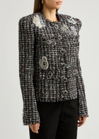 Balmain Crystal-embellished Bouclé Tweed Jacket Multicoloured 1