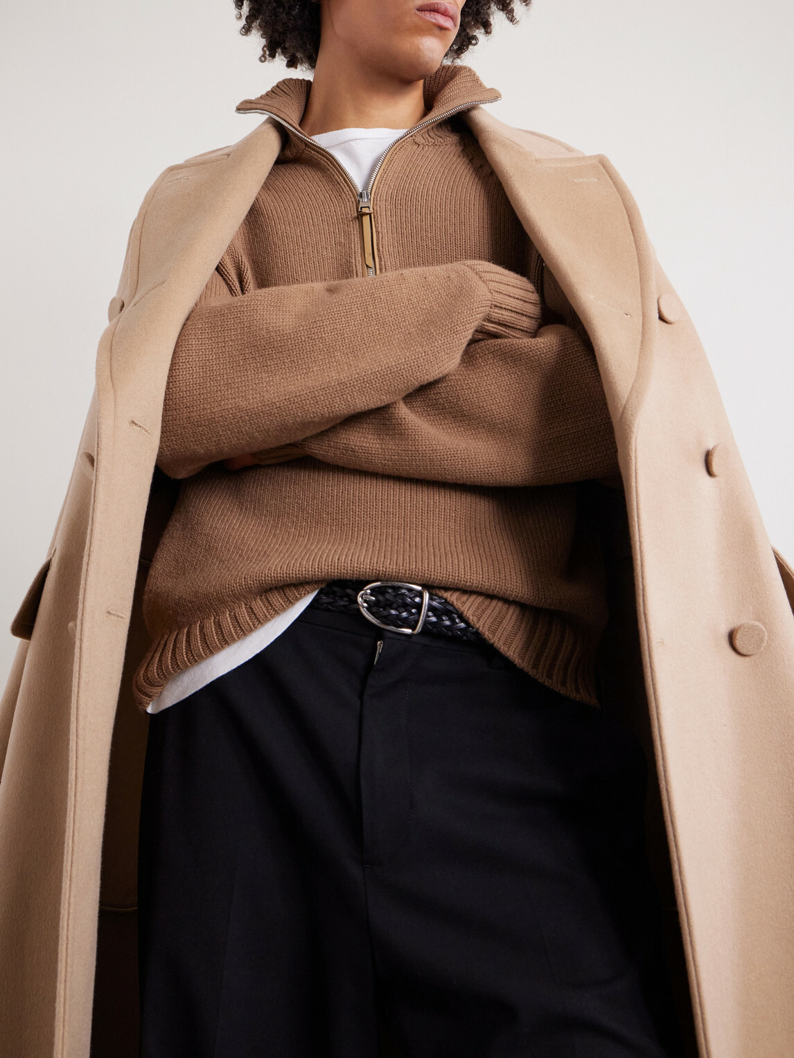 TOM FORD - Wool and Cashmere-Blend Half-Zip Sweater - Brown