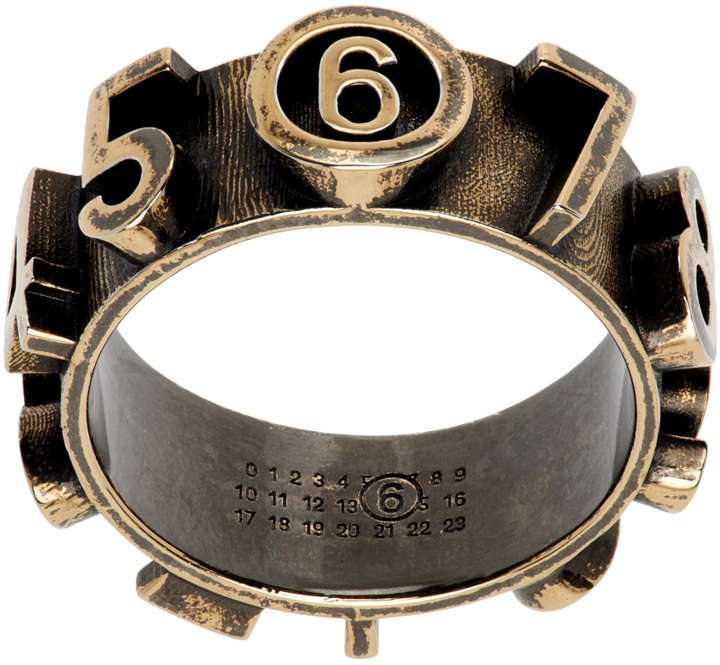 Photo: MM6 Maison Margiela Gold Numeric Signature Embossed Ring