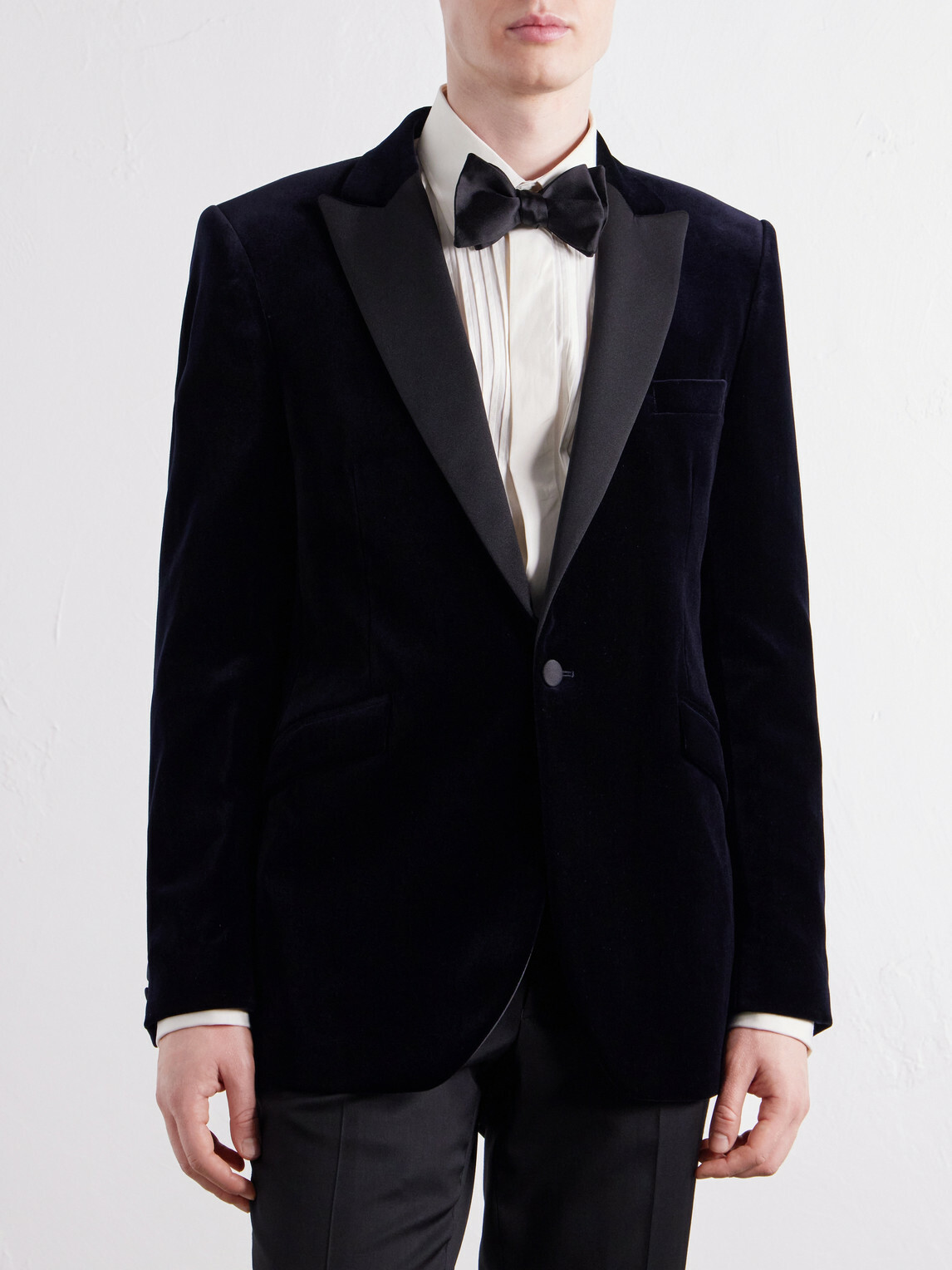 Favourbrook - Grosgrain-Trimmed Cotton-Velvet Tuxedo Jacket - Blue