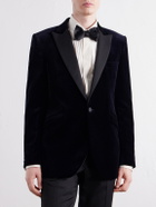 Favourbrook - Grosgrain-Trimmed Cotton-Velvet Tuxedo Jacket - Blue
