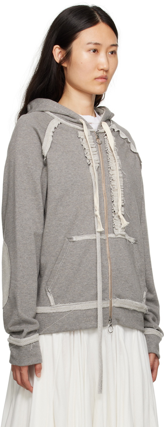 トップス Edward Cuming Ruffle Hoodie SIZE 1 Edward Cuming Gray Ruffle Hoodie Edward Cuming