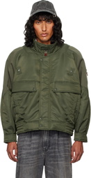 R13 Khaki Ribbed Flight Bomber Jacket
