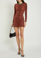 The New Arrivals Ilkyaz Ozel Ross Embellished Ruched Stretch-jersey Mini Dress Brown