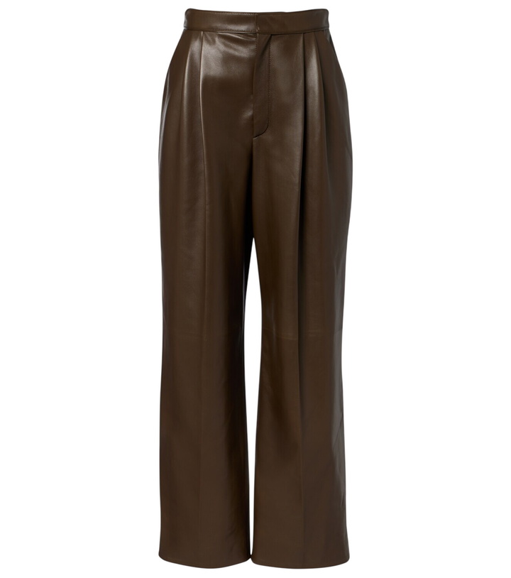 Photo: Bottega Veneta Pleated leather straight pants