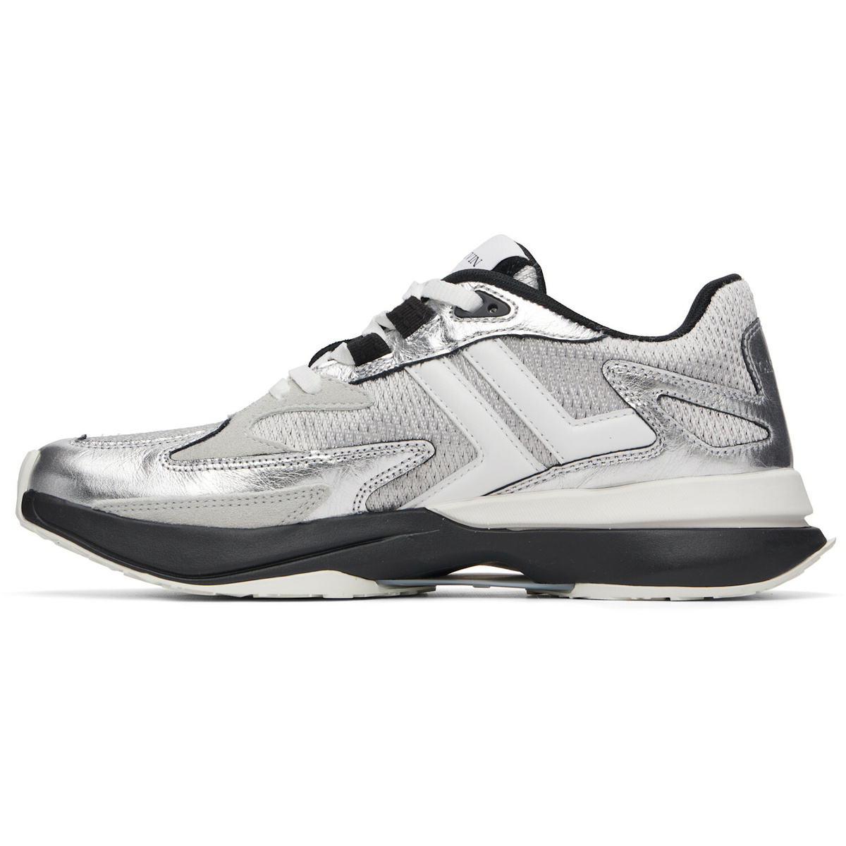 Lanvin Silver JLA Crushed Metal Sneakers