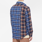 Loewe Men's Patchwork Check Shirt in Navy/Brown